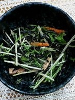 簡単!水菜とひじきのゴマサラダ-レシピのメイン写真
