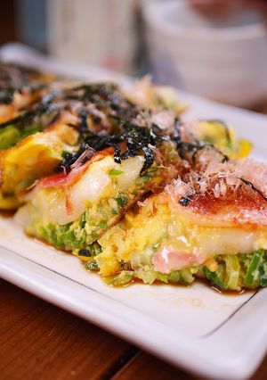 おかかとチーズが合う🤭💕お餅のとん平焼き-レシピのメイン写真