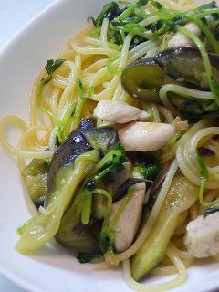 豆苗と茄子の和風パスタ-レシピのメイン写真
