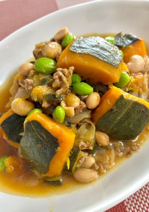 かぼちゃと大豆とミンチの旨煮♪-レシピのメイン写真