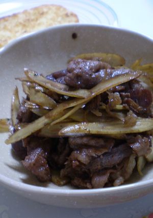 ゴボウと牛肉の甘辛炒め-レシピのメイン写真