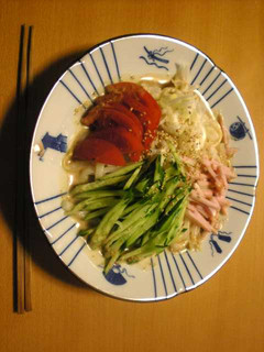 冷やし中華風ヘルシーサラダうどん(胡麻)-レシピのメイン写真