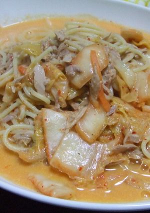 フライパン1つ！ツナキムチクリームパスタ-レシピのメイン写真