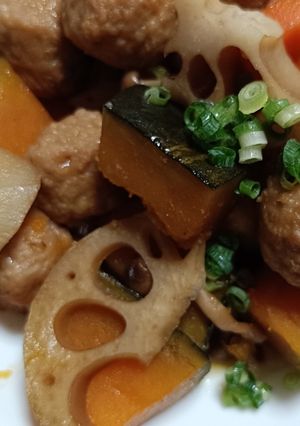 鶏団子と根菜の甘辛煮-レシピのメイン写真