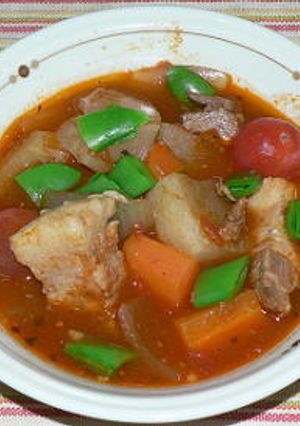 圧力鍋で、豚バラ肉と野菜のトマトスープ煮-レシピのメイン写真