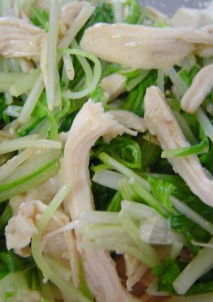 ☆レンジで蒸し鶏と水菜の柚子胡椒和え☆-レシピのメイン写真