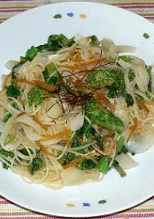 からすみと菜花、新玉ネギのカペリーニ-レシピのメイン写真