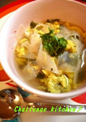 ピリ辛☆ふんわりたまごスープde麺ごはん-レシピのメイン写真