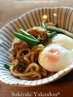 簡単&ヘルシー!すき焼き風焼きうどん★-レシピのメイン写真