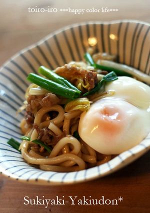 簡単&ヘルシー!すき焼き風焼きうどん★-レシピのメイン写真