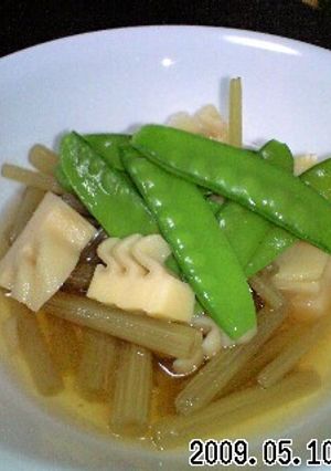 簡単☆たけのこ、ふき、きぬさや、煮物-レシピのメイン写真