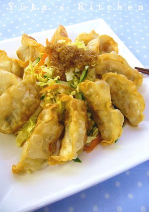 揚げ餃子と千切り野菜のおろしぶっかけぽん-レシピのメイン写真
