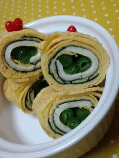 □いんげんチーズ海苔くるくる卵巻き□-レシピのメイン写真