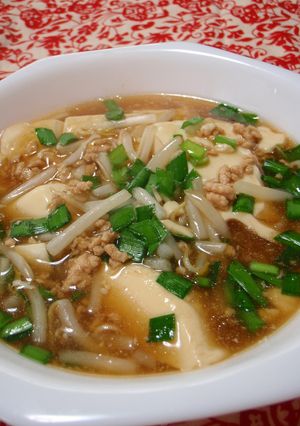 ☆鶏そぼろ餡かけ温豆腐♪スプーンで☆-レシピのメイン写真