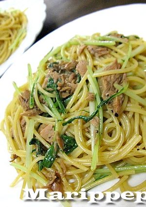 ツナ缶と水菜の和風パスタ-レシピのメイン写真