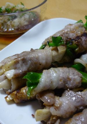 簡単*豚肉の野菜巻き　ピーマン　きのこ編-レシピのメイン写真