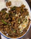 ナスとピーマンとひき肉の中華風カレー