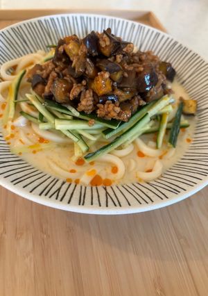 なすとひき肉の豆乳うどん-レシピのメイン写真