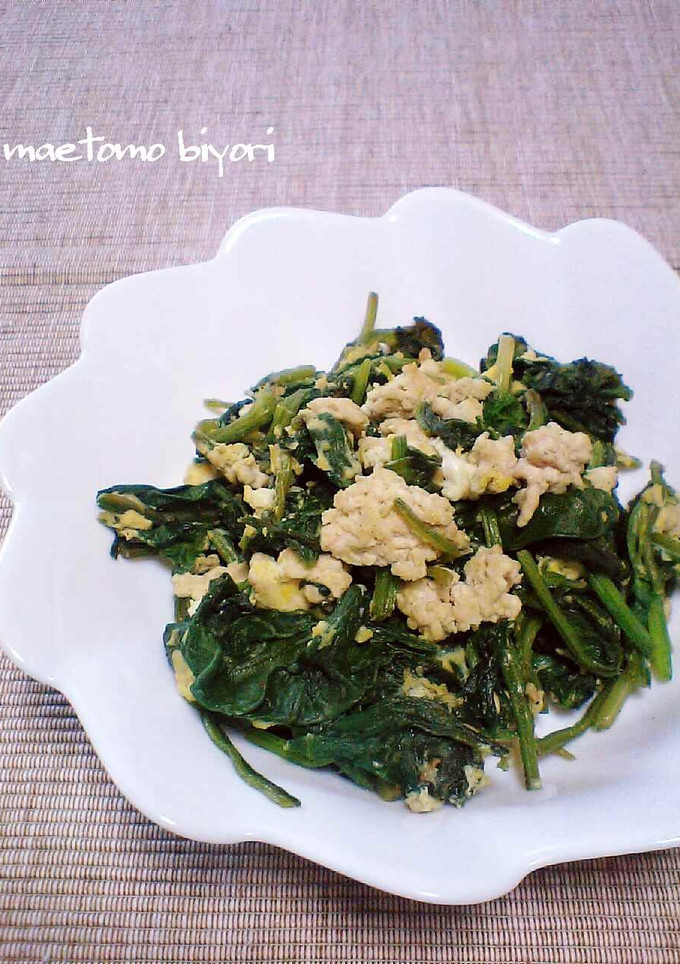 ほうれん草と鶏ミンチの卵とじ-レシピのメイン写真