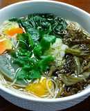 じゅんさい、もずく、モロヘイヤの煮麺