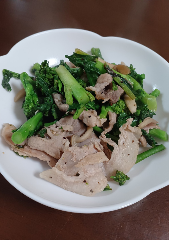 菜の花と豚肉の炒め物-レシピのメイン写真