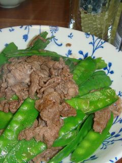 ビールに合うね☆牛肉の絹さや炒め-レシピのメイン写真