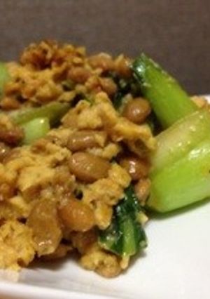 納豆とチンゲンサイの炒め物-レシピのメイン写真
