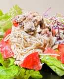 トマトとグリルしいたけの冷製パスタ