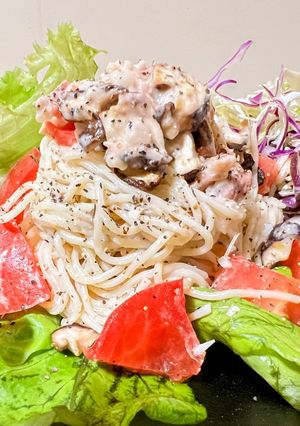 トマトとグリルしいたけの冷製パスタ-レシピのメイン写真