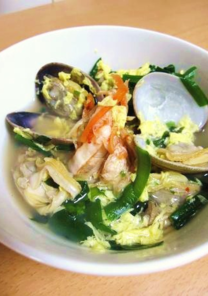 簡単♪アサリとニラとキムチの旨辛スープ飯-レシピのメイン写真