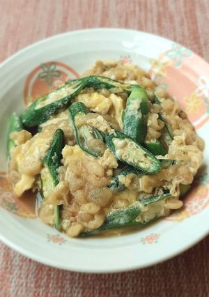 じゅわっと美味♪オクラと天かすの卵とじ☆丼もOK-レシピのメイン写真