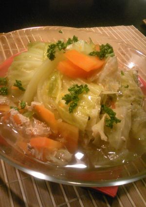 春キャベツとひき肉のミルフィーユスープ-レシピのメイン写真