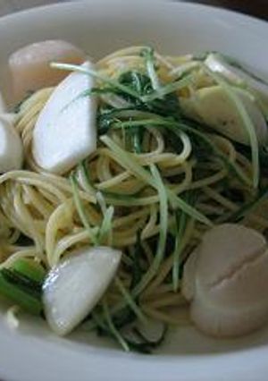 蕪とホタテと水菜の和風パスタ-レシピのメイン写真