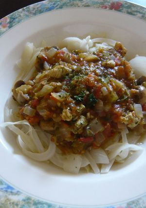 ﾍﾙｼｰ新たまねぎのミートソースパスタ風-レシピのメイン写真