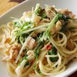 ツナ、水菜、しめじのパスタ