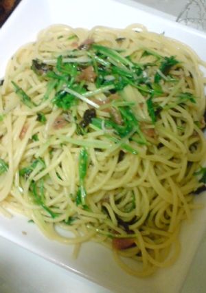 ボール一つで簡単!!梅と水菜のパスタ-レシピのメイン写真
