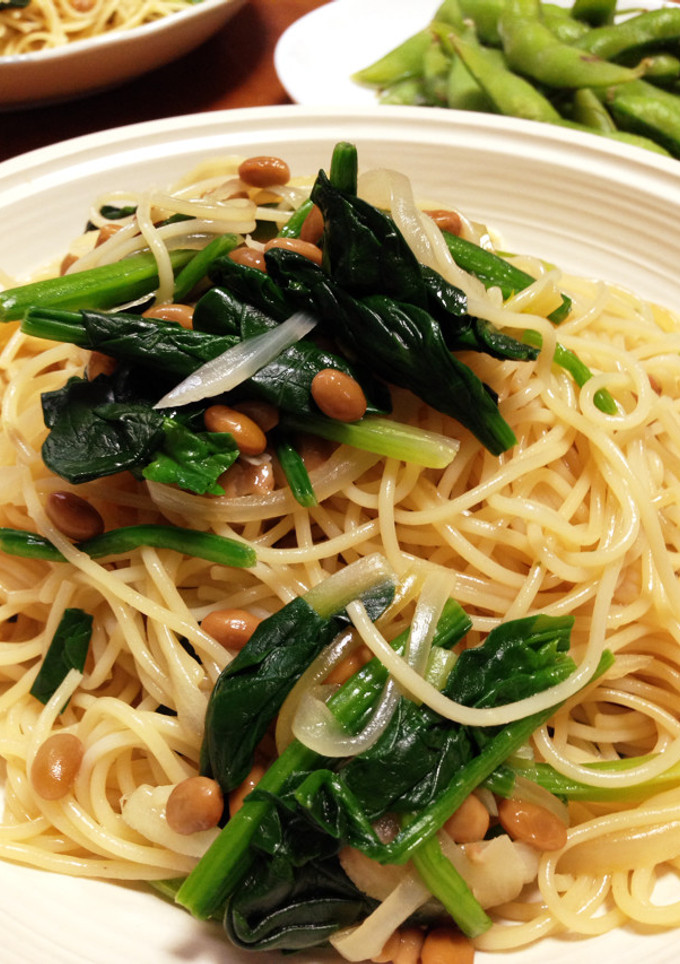簡単！うまうま納豆とほうれん草のパスタ♪-レシピのメイン写真