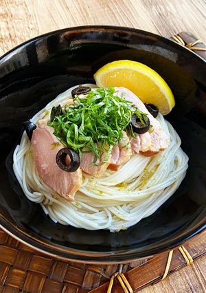 彩り野菜かき揚げさっぱり豆乳夏越そうめん-レシピのメイン写真