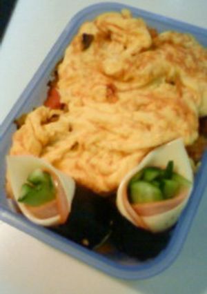 ふわふわ卵オムライスの手抜き弁当♪-レシピのメイン写真