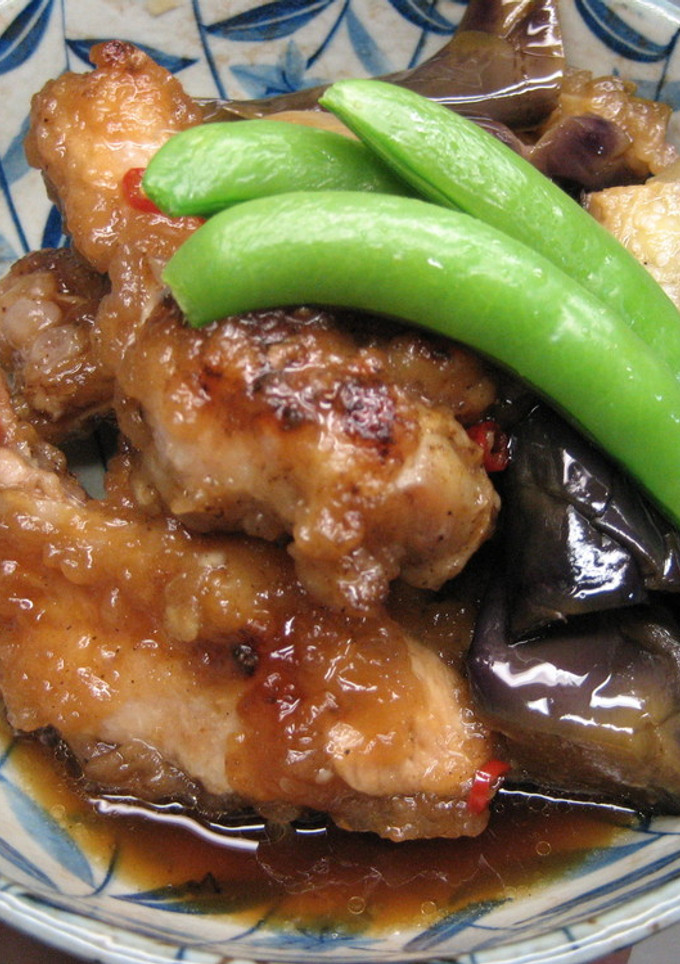 手羽元と茄子の揚げ煮-レシピのメイン写真