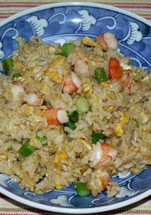 海老と卵とグリーンアスパラの3色炒飯-レシピのメイン写真