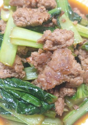 小松菜とひき肉のピリ辛炒め-レシピのメイン写真