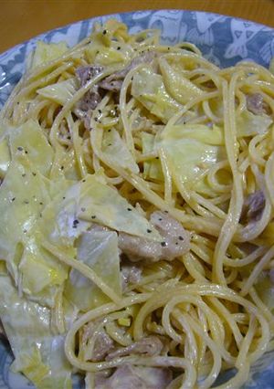春キャベツとマヨネーズ＆ソーススパゲティ-レシピのメイン写真