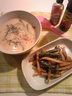 ホッとみるくスープ&ポテナッツバター炒め-レシピのメイン写真