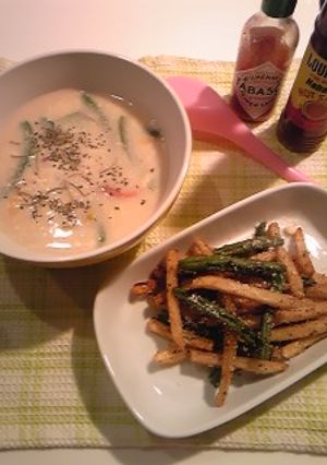 ﾎｯとみるくスープ＆ポテナッツバター炒め-レシピのメイン写真