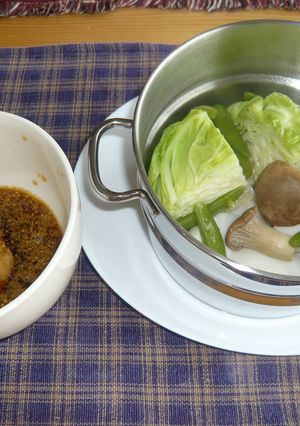 春野菜蒸し　ゴマおろしダレで♪-レシピのメイン写真