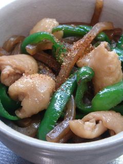 ✿鶏皮とこんにゃくとピーマンの炒め煮✿-レシピのメイン写真