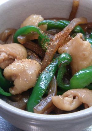 ✿鶏皮とこんにゃくとピーマンの炒め煮✿-レシピのメイン写真