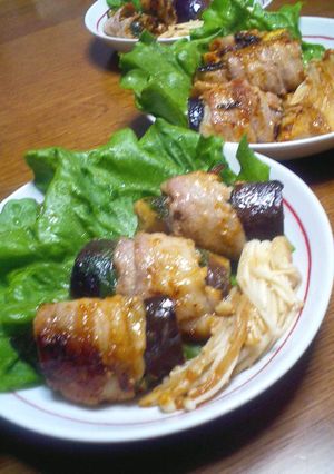 創作料理☆太っちょナスの豚肉巻き-レシピのメイン写真