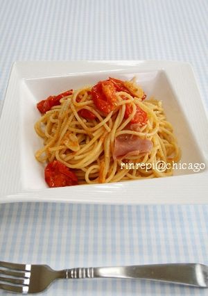 焼きトマトと生ハムのガーリックパスタ-レシピのメイン写真